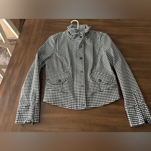 White House Black Market Gingham Military Jacket Like New 6
